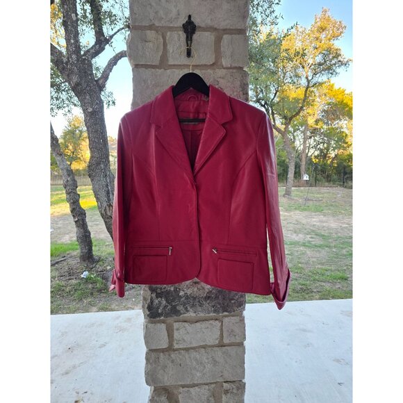 i.e. Pink Buttery Leather Jacket With Zipper Pockets & Notched Lapel Large to XL - Picture 7 of 12